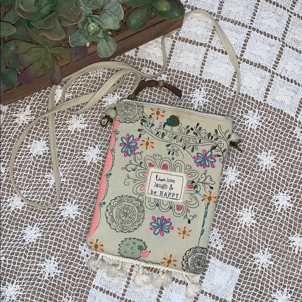 Folk tassel purse iPhone / tablet carrier bag